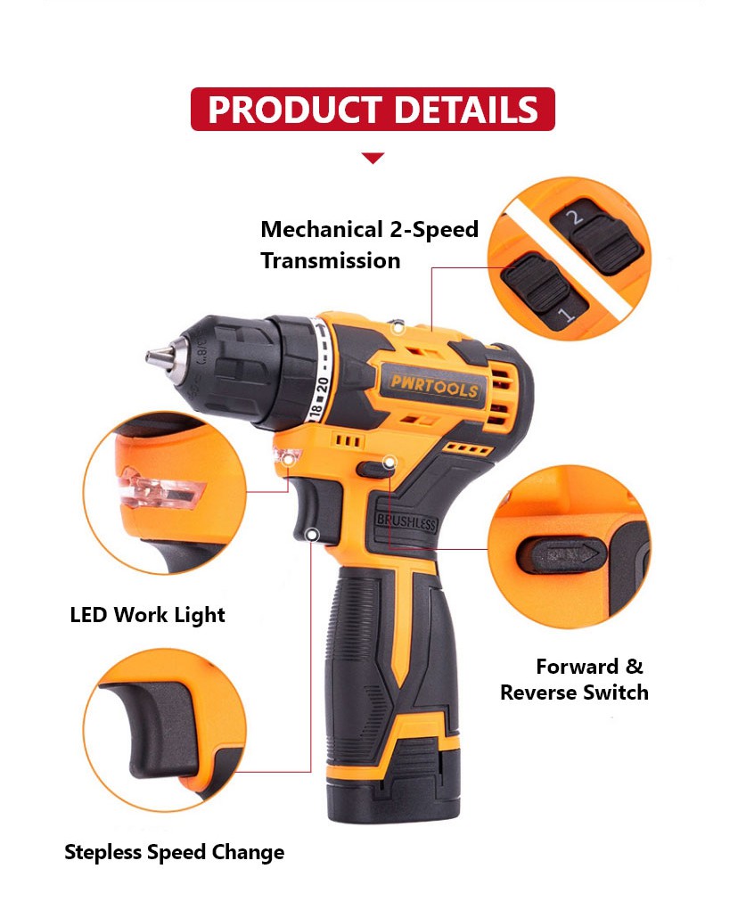 16.8V 40N·m Brushless Lithium Electric Drill