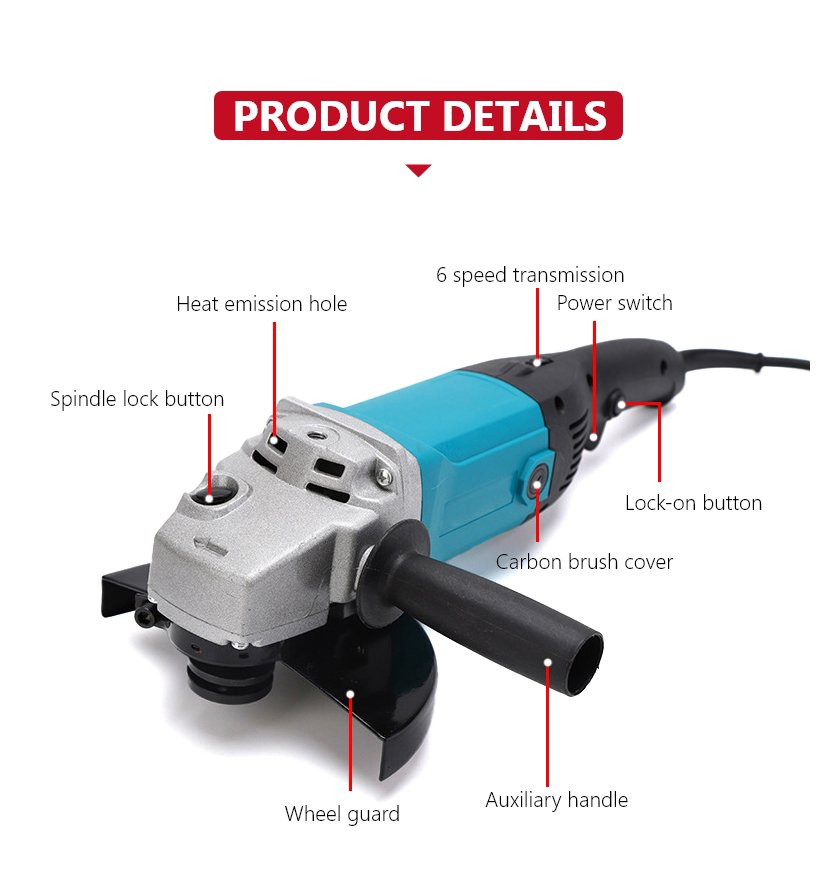 180mm 1500W electric angle grinder