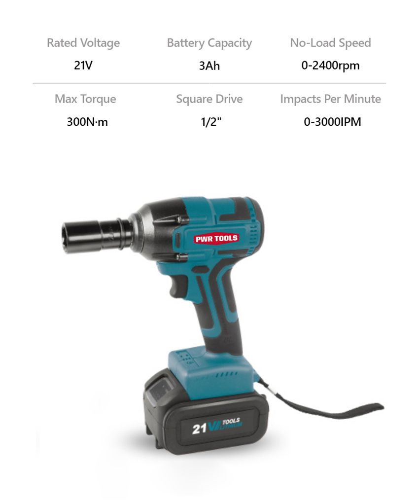 21V 300N·m Lithium Impact Wrench