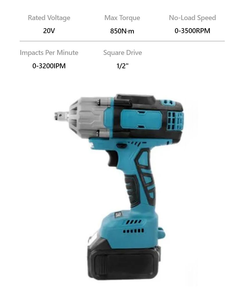 20V 850N·m Cordless Impact Wrench