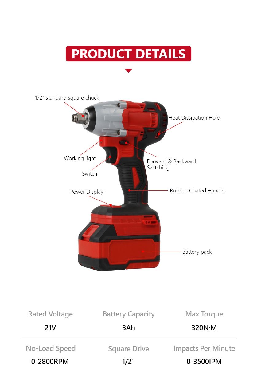 320N·m 21V Cordless Impact Wrench