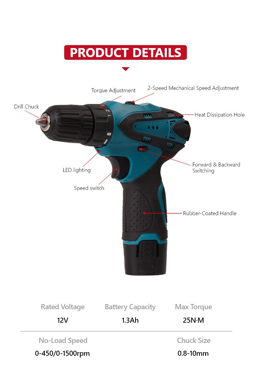 21V 25N•m Cordless Drill