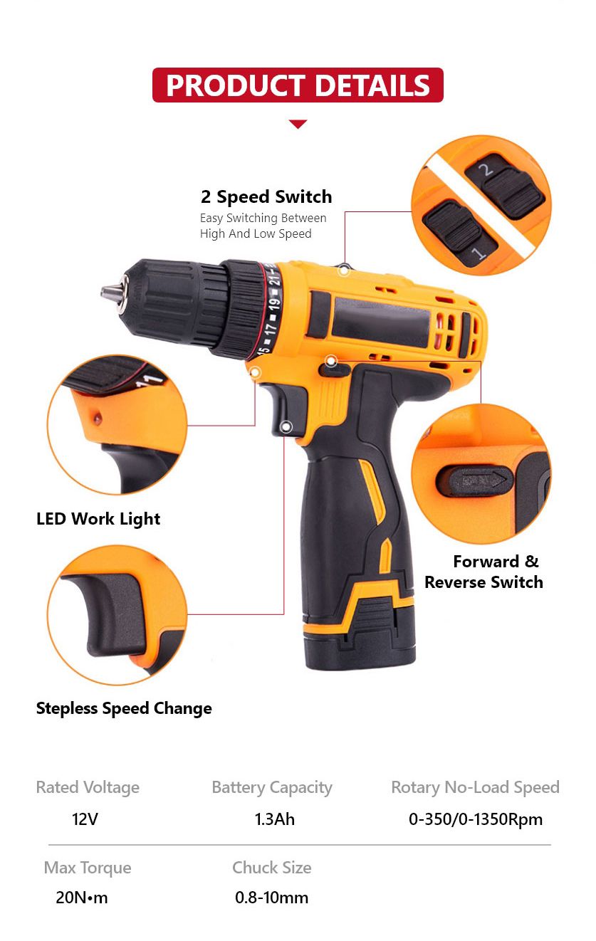 12V 20N·m Cordless Drill