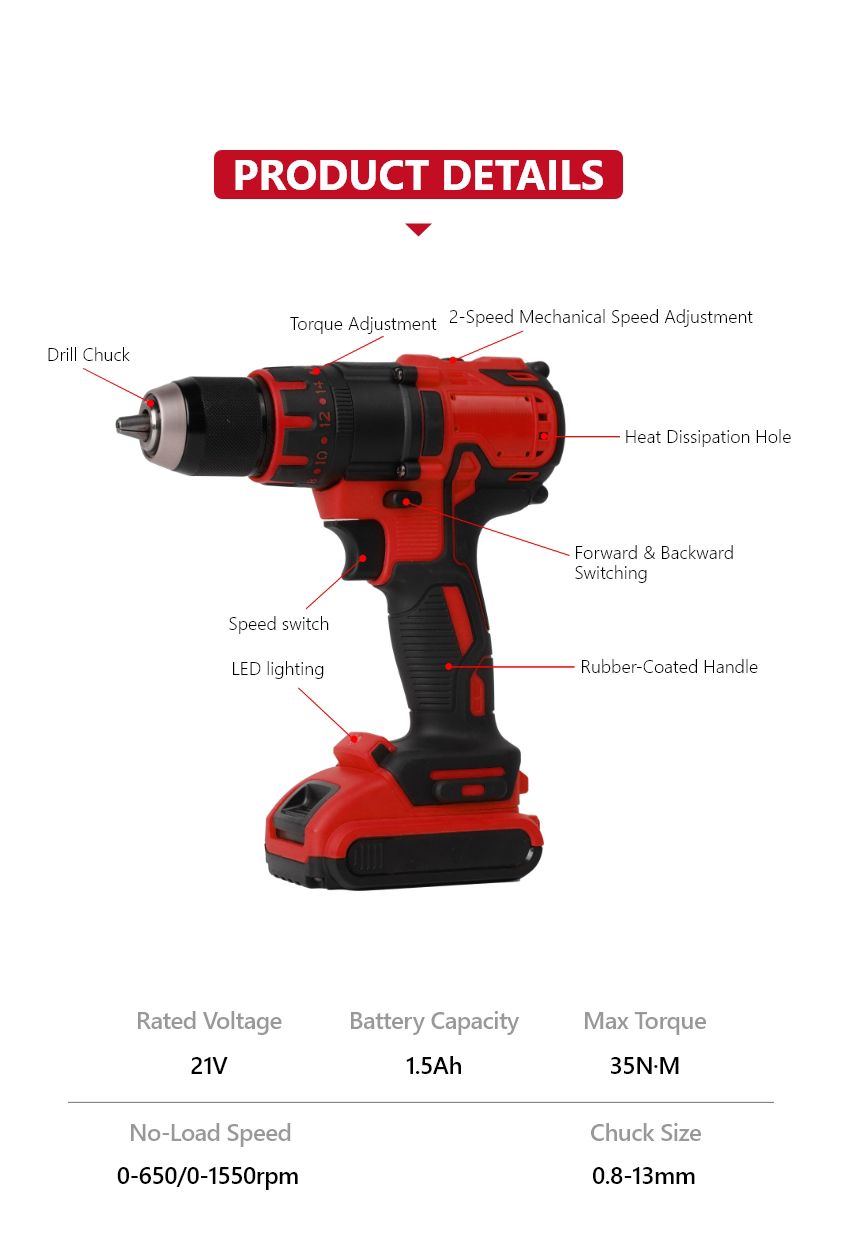 21V 35N•m Cordless Impact Drill