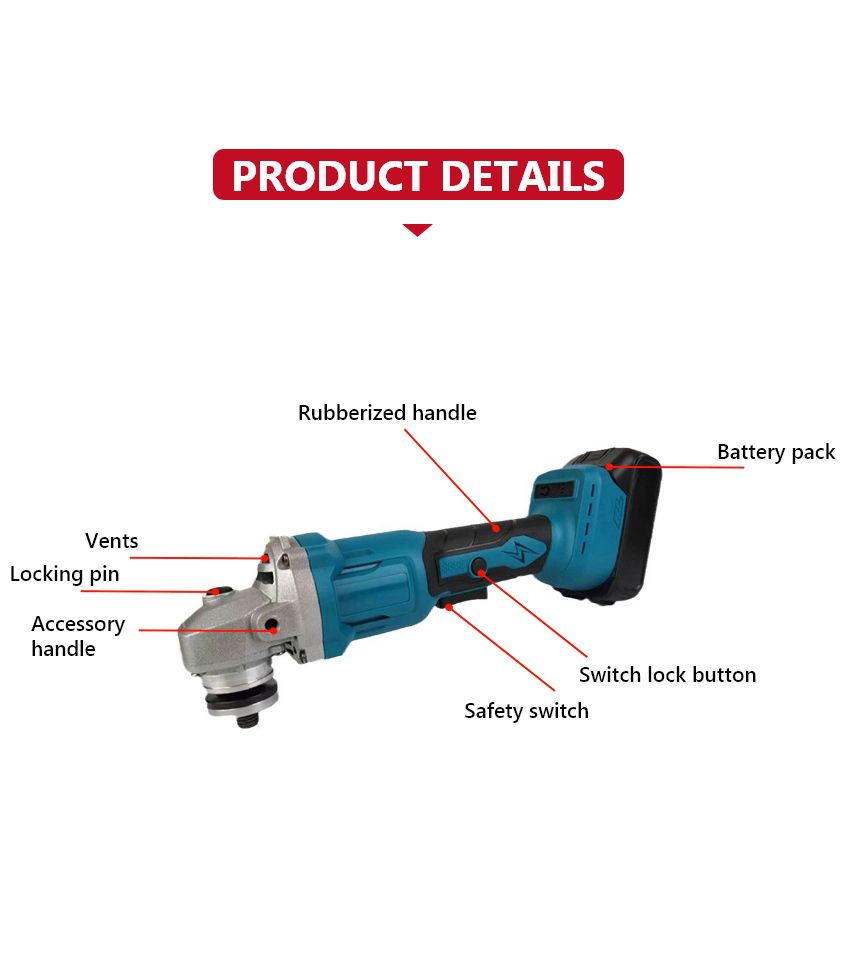 21V 100/125mm Cordless Angle Grinder P10207