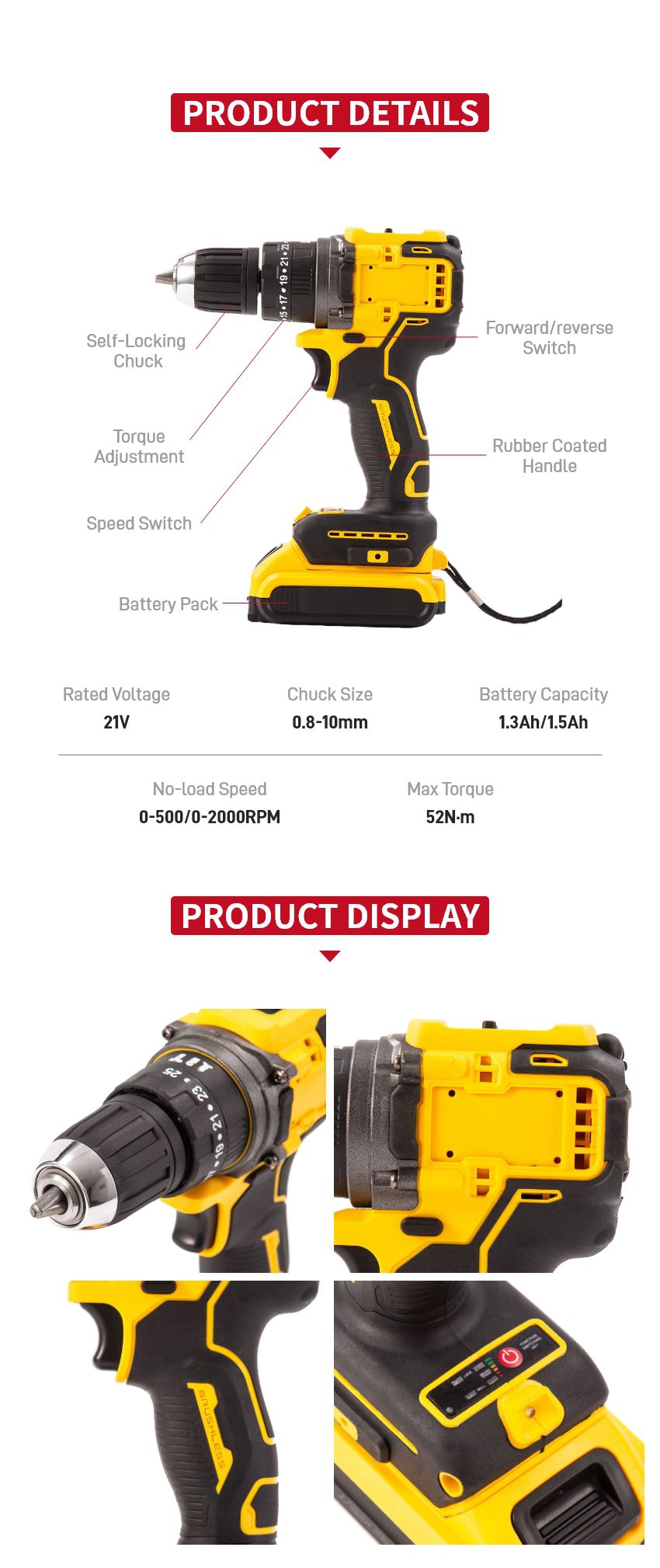 21V 52N·m Cordless Impact Drill P10152