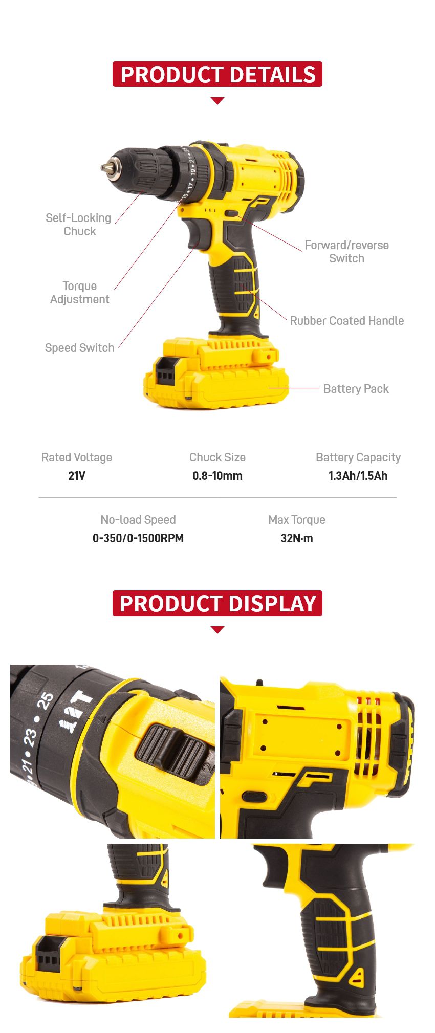 21V 32N·m Cordless Impact Drill P10156