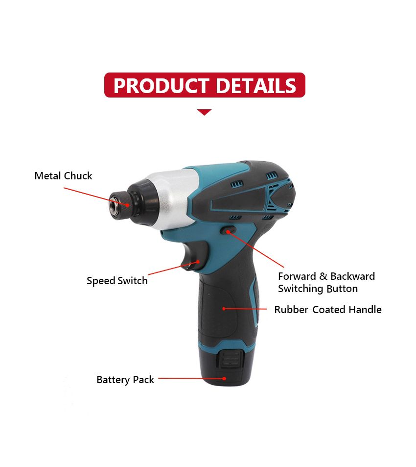 12V 45N·m Cordless Impact Driver P10608